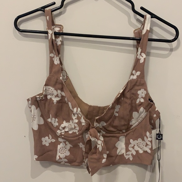 For Love & Lemons Floral Bustier Crop Top L - Picture 3 of 5
